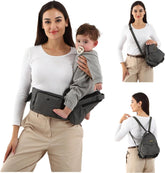 VIFOYO Baby Hip Seat Carrier with Lumbar Support, 3D Anti - Slip Protection, Hip Carrier for Toddlers 1 - 3 with Molle Bottle Bag (Grey) - VIFOYO
