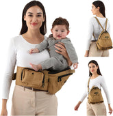 VIFOYO Baby Hip Seat Carrier with Lumbar Support, 3D Anti - Slip Protection, Hip Carrier for Toddlers 1 - 3 with Molle Bottle Bag(Khaki) - VIFOYO