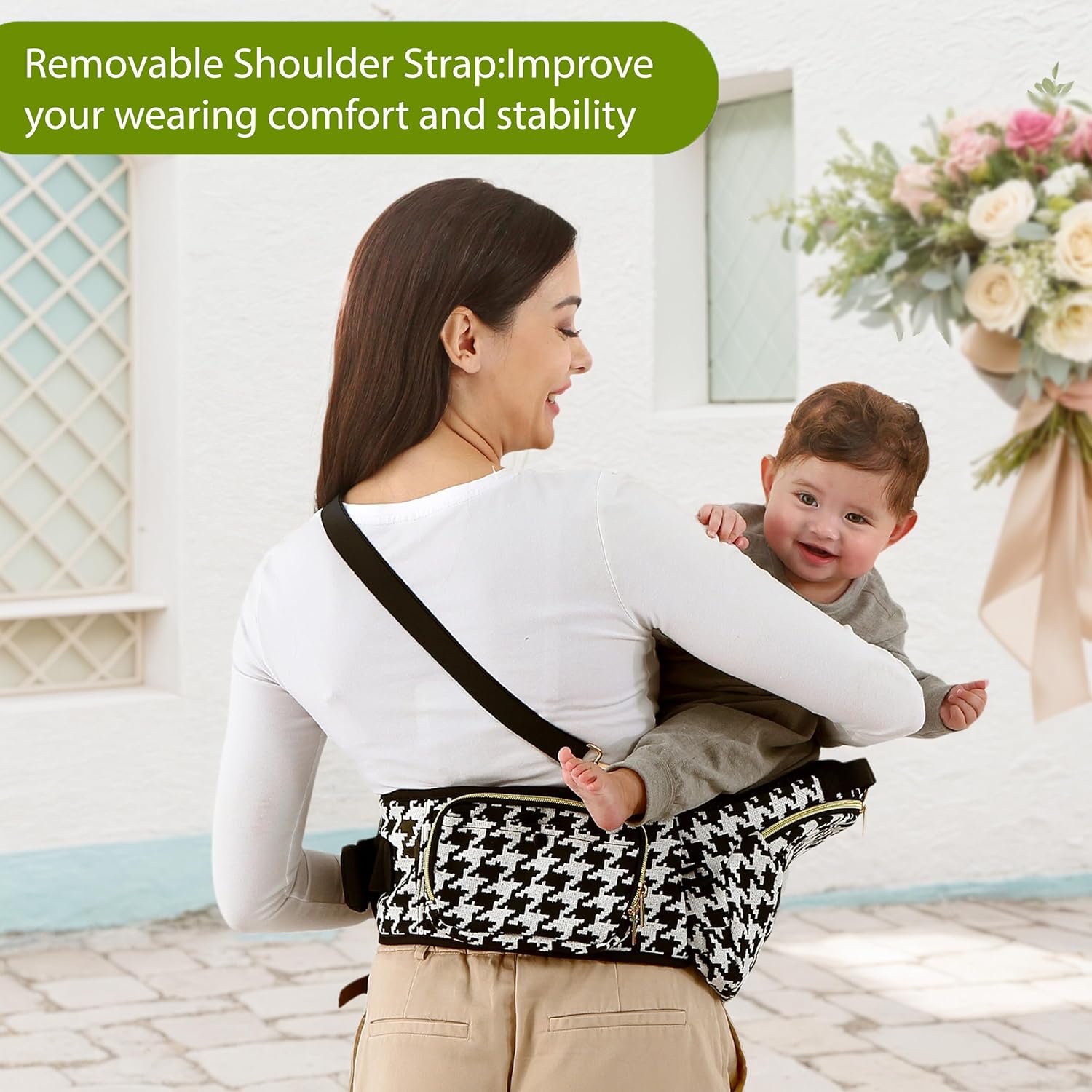 VIFOYO Baby Hip Seat Carrier with Lumbar Support, 3D Anti-Slip Protection (Houndstooth)