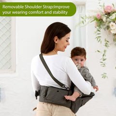 VIFOYO Baby Hip Seat Carrier with Lumbar Support, 3D Anti - Slip Protection, Hip Carrier for Toddlers 1 - 3 with Molle Bottle Bag (Grey) - VIFOYO
